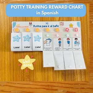 Potty training printable Chart in Spanish, Tabla para Entrenar al Baño Imprimible, Potty Training Reward Chart for Toddlers, Autism Friendly