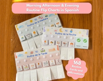 Routine Charts for Kids Routine Charts Autistic kids Routine charts toddlers, 168 visual cards Spanish Tableros de Rutina Mañana Tarde Noche