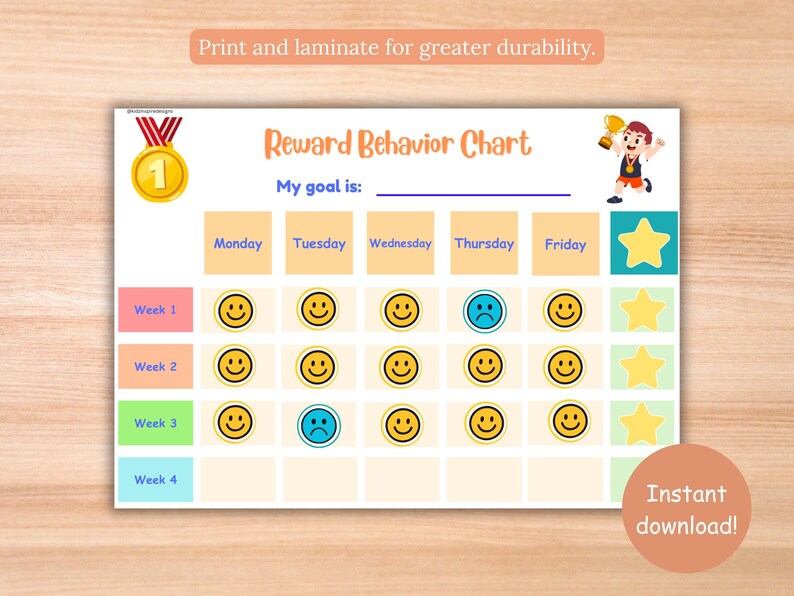 Behavior Chart for Kids Printable Reward Chart for Classroom Positive ...