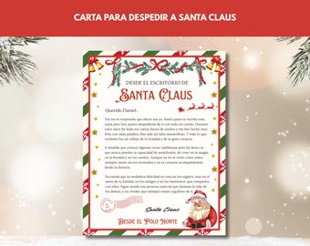 Carta a Papá Noel para niños Plantilla de carta personalizada imprimible de Papá Noel Carta de Papá Noel para niños Carta de la mañana de Navidad para despedirse de Papá Noel