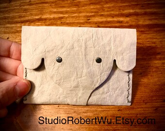 BookArt Elephant Card Holder / Wallet made with Durable Faux Leather Paper and lined with marbled paper