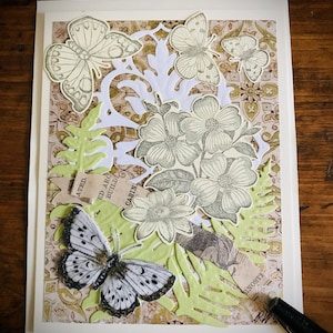 Magnifique carte blanche victorienne inspirée de diecut faite à la main avec des morceaux