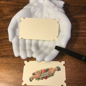 Een dozijn Victoriaanse stijl Hand Diecut Blank Cards - Hoek Halfmoon rechthoek voor letterpress afdrukken of kalligrafie