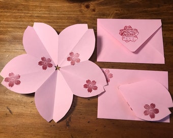 Handmade Sakura Cherry Blossom Letters with Handprinted woodblock images