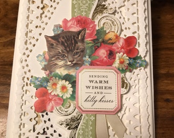 Victorian inspired Paper Lace Cards - Cat/Dog theme