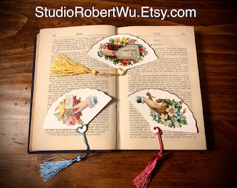 Victorian inspired Bookmarks with Antique scrap pictures - Victorian Fan