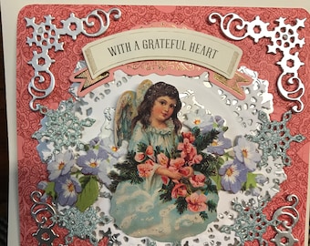 Antique Victorian-inspired Snowy Angel Card