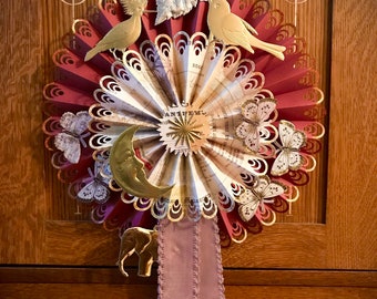 Victorian inspired Paper Rosette Collage Wall Hanging