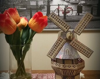 Beau kit de sculpture en papier 3D Dutch Windmill