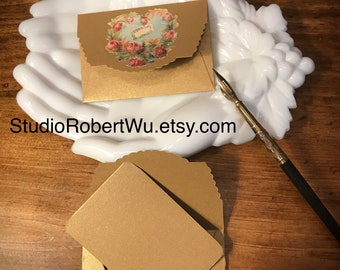 Cartão de Visita Vitoriano em Branco - Mini Envelope para Impressão Tipográfica ou Caligrafia