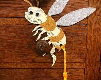 BookArt inspired Bee bookmark made with antique pages