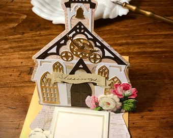 Beautiful Victorian inspired Church Easel Greeting Cards