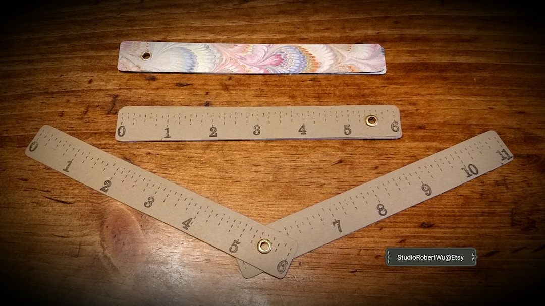 Folded Notebook Paper Ruler Marbled Paper Folding Rulers or Bookmarks - Etsy