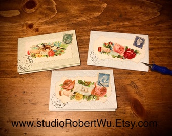Livretos de cartas mágicos inspirados na era vitoriana! Feitos com cartões de visita antigos