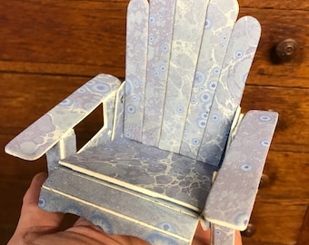 Adorable miniature Marbled Paper lawn Chair for business Card stand/holder