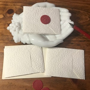 Juego de 3 cartas de escritura plegadas con encaje de papel de estilo victoriano con sobres