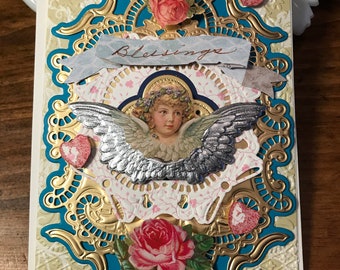 Antique Victorian inspired Greeting Card- Angel theme