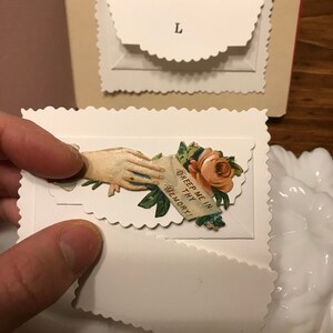 10 Victoriaanse stijl handgestanste blanco kaarten - Mini-envelop voor boekdruk of kalligrafie