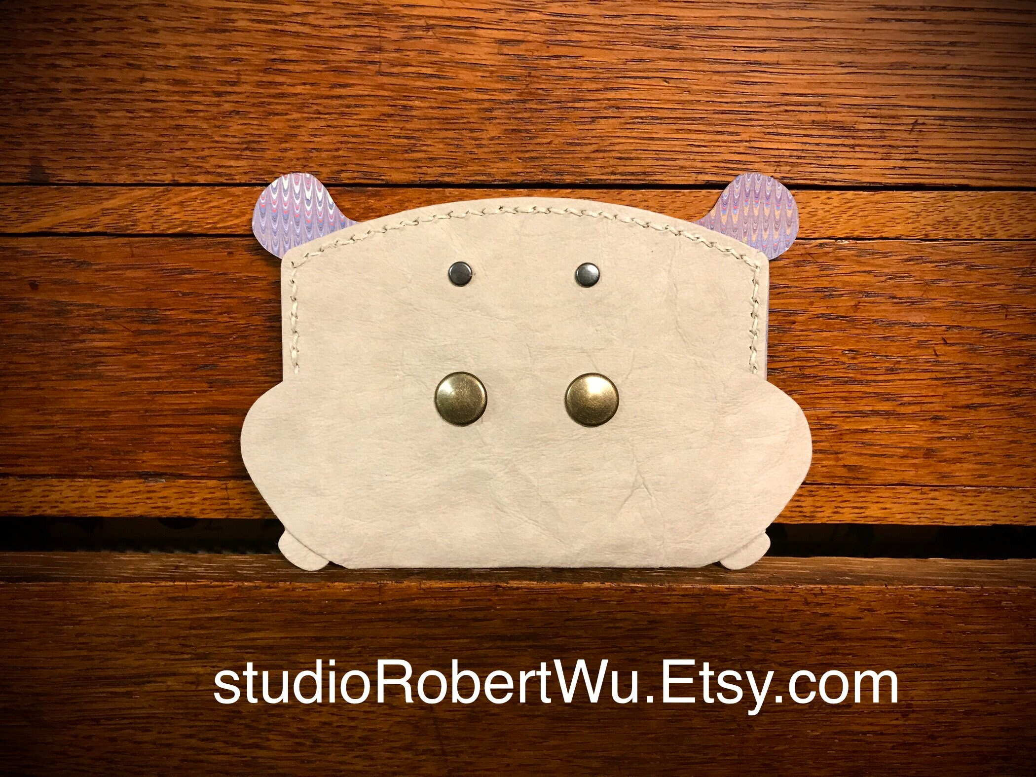 Bookart Hippo Card Holder / Wallet Made With Superdurable Faux