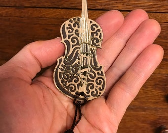 Lovely die cut Viola Violin Paper Lace Bookmark