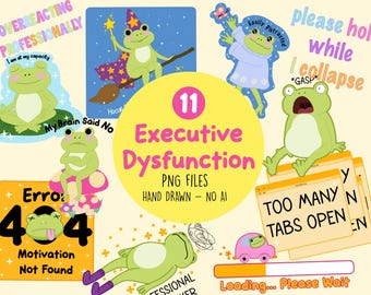 Executive Dysfunction, ADHD, Mental Health PNG Bundles and Clip Art, Sublimation Design