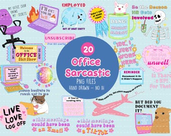 Sarcastic Office PNG Bundles, Clipart Designs, Funny Sayings Sublimation