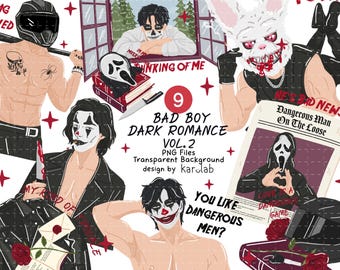 Dark Romance Stickers, Masked Man Bookish Sticker Bundle, Book Lover Gift