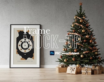 Christmas Frame Mockup Set | PSD Holiday Mockups | Festive Interior | Smart Object PSD