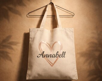 Personalized tote bag with a name of your choice, perfect for shopping, as a gift, for birthdays, Mother's Day, or Valentine's Day. Gift idea