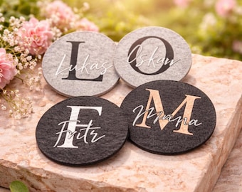 Personalisierte Filz-Untersetzer . Ideal als Geschenk für Mitarbeiter, Freunde oder Familie