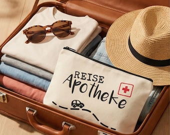 A travel first-aid kit is the ideal companion for your vacation. Toiletry bag, travel, vacation, gift, gift idea