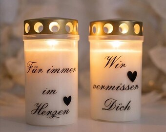 Grave candles with inscription/ Mourning/ Comfort/ Ornamental decoration/ Funeral