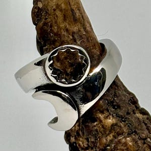 Anillo de llave inglesa de acero inoxidable, joyería de mecánico de motociclista