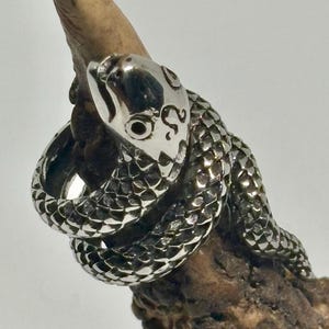 Thick Coiled Snake Ring – Chunky Wraparound Serpent Band | Stainless Steel Silver | Gothic Unisex Statement Ring