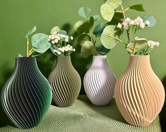 Moderne 3D-geprinte decoratieve vaas. Minimalistische woondecoratie. Verkrijgbaar in 17,5 cm en 23 cm