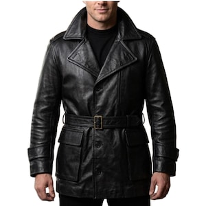 Vintage Leather Pea Coat - Etsy