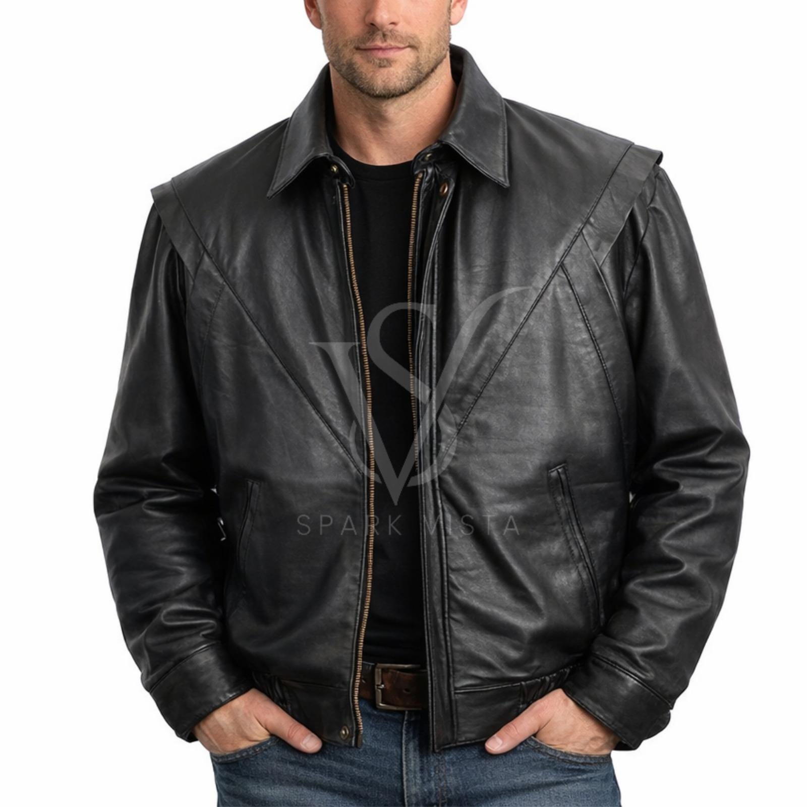 Knight Black Rider Leather Jacket - David Real Hasselhoff Black