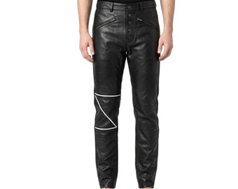 Herr Lee svarta Brandon läderbyxor - Erick The Draven Vintage Movie Jeans Crow Outfit - Snygga motorcykelbyxor (storlek 32)