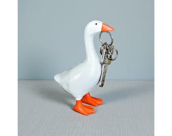 Portachiavi magnetico a forma di oca, graziosa scultura decorativa da scrivania, portaoggetti in resina a forma di anatra, regalo decorativo per casa e ufficio