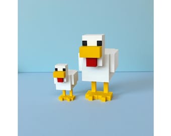 Statua di pollo pixelata, decorazione da scrivania a forma di animale, decorazione artistica per ufficio, statuetta ornamentale da collezione