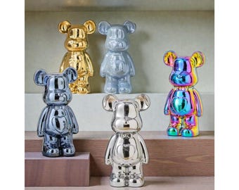 Statua in stile orso in mattoni, statuetta in ceramica di orsacchiotto, ornamento decorativo per la stanza, artigianato da esposizione per la casa