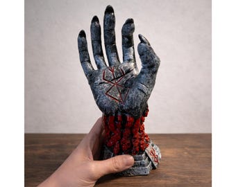 Statua della Mano di Dio, ornamento in resina con scheletro, decorazione da scrivania fantasy dark, espositore horror gotico