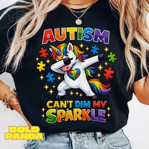 Dabbing Unicorn PNG Autism Awareness Färgglatt Pussel Stöddesign (Digital Nedladdning)