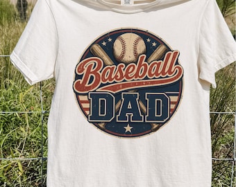 Baseball Dad PNG | Vintage Retro Sports Typography Design | Bat Ball Game Day Graphic | Father’s Day Shirt | Digital Download