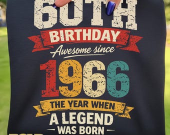 60th Birthday PNG, Since 1966 Design (Digital Download