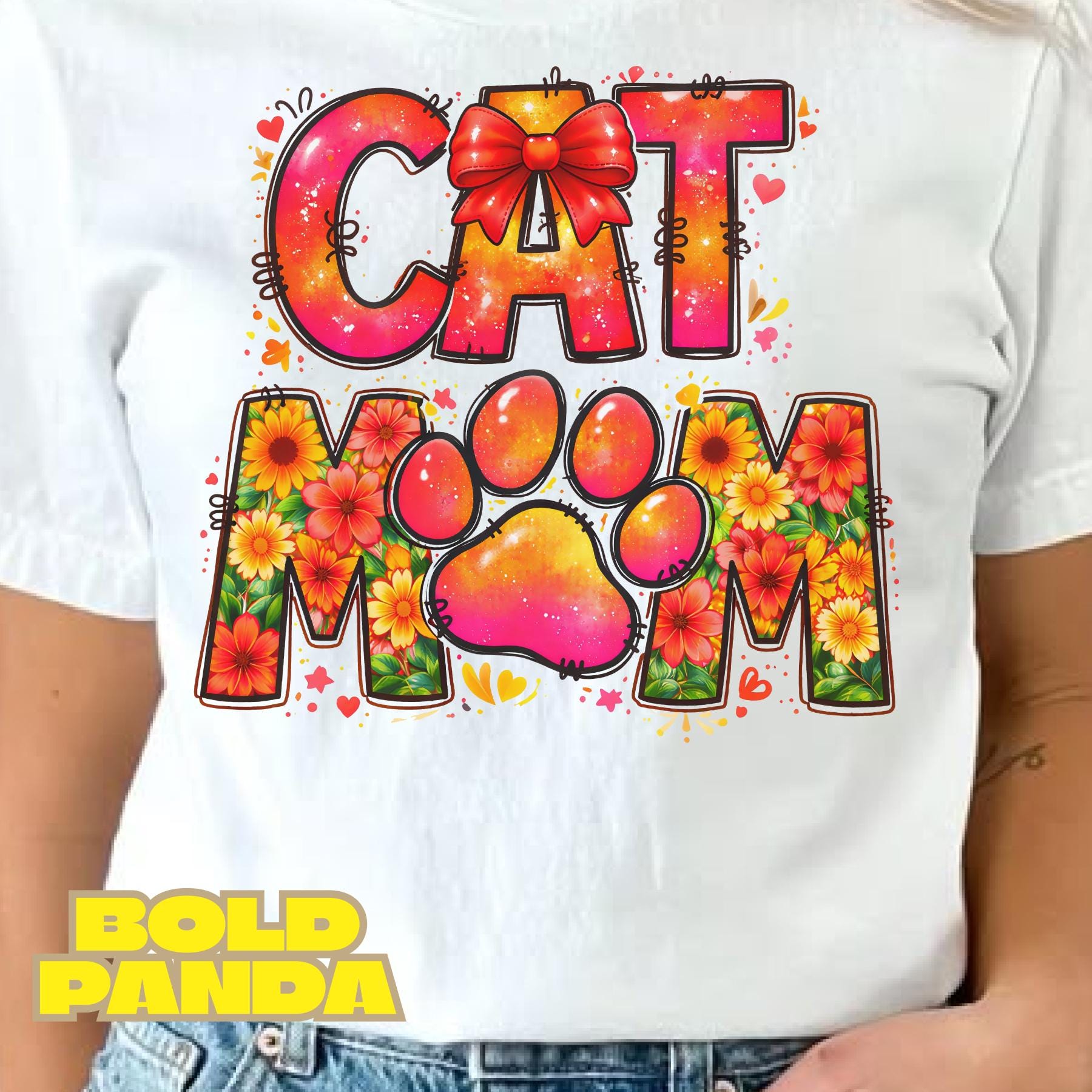 Retro Floral Cat Mom PNG | Coquette Bow Cat Mama Design | Pet Lover Mom ...