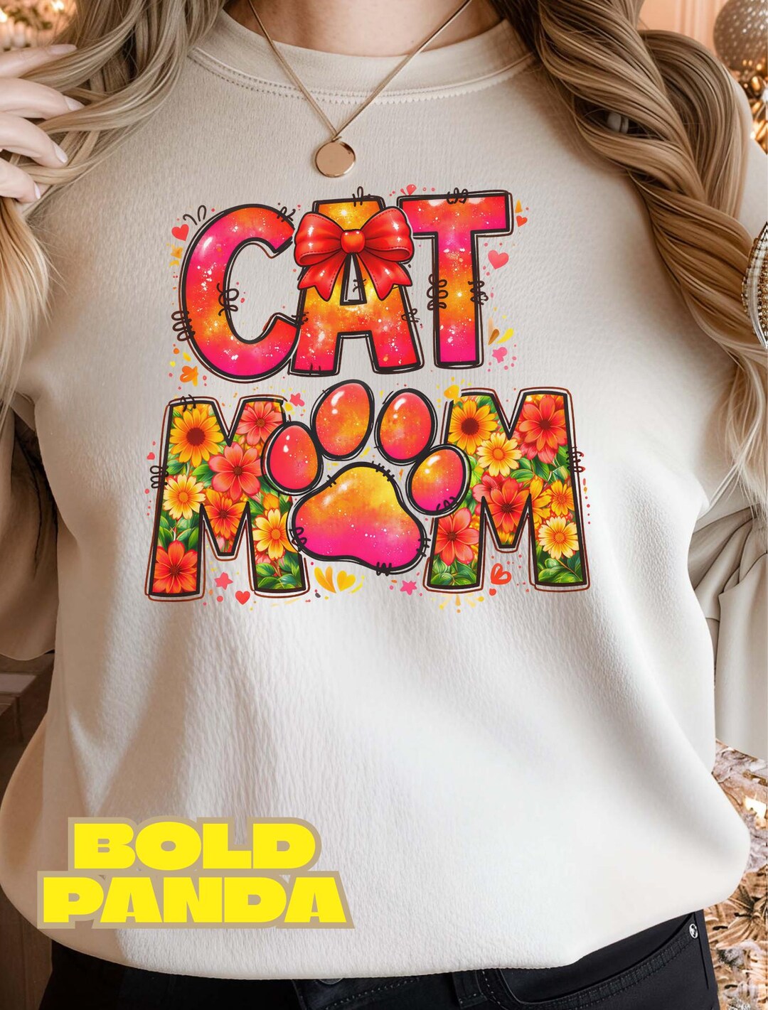 Retro Floral Cat Mom PNG | Coquette Bow Cat Mama Design | Pet Lover Mom ...