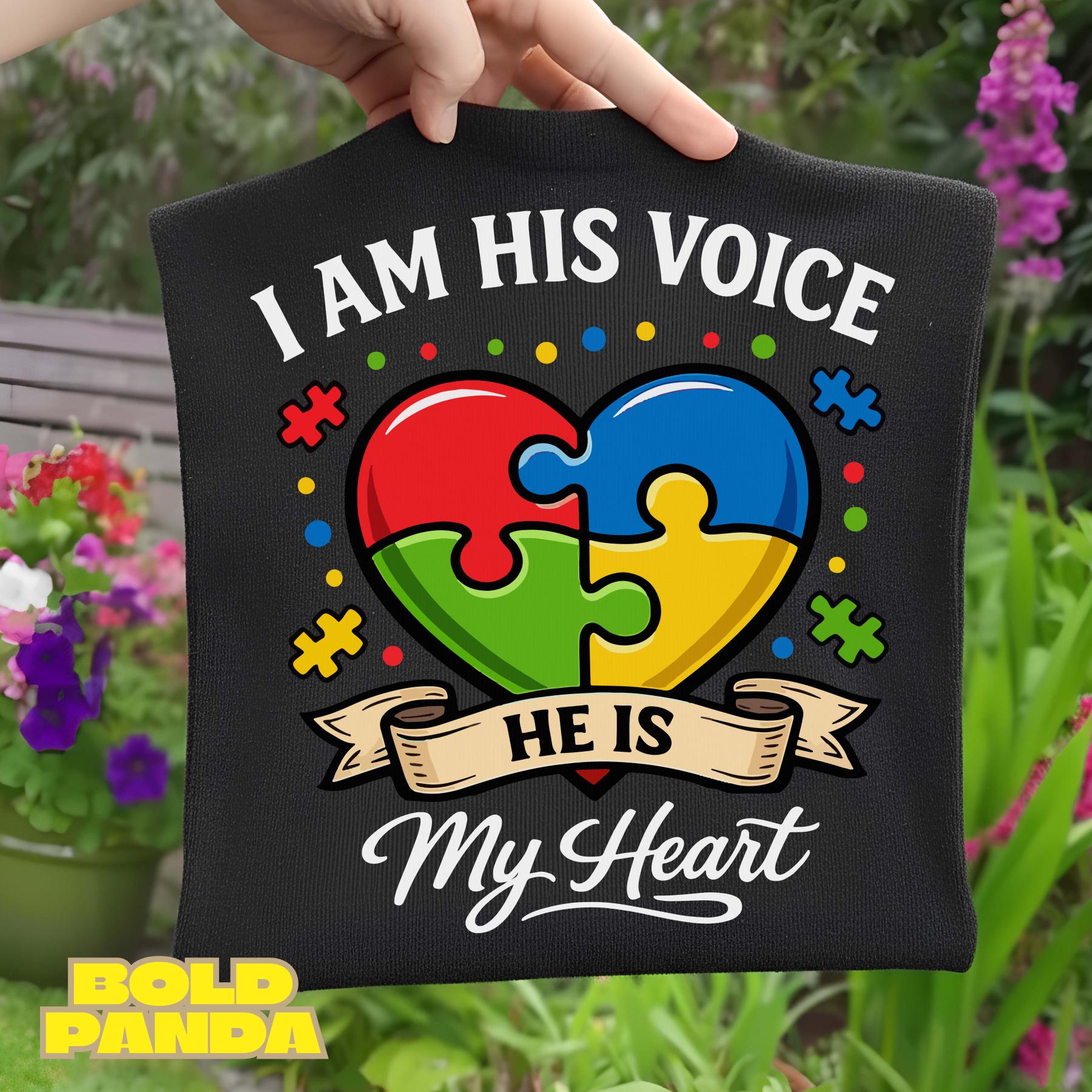 I Am His Voice PNG He is My Heart Autism Awareness Puzzle Piece Design ...