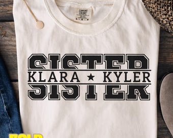 Custom Sister Name PNG | Personalized Sister Design with Kids Names | Big Sister Gift Graphic | Digital Download