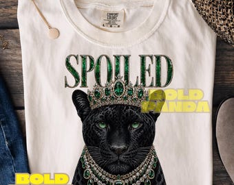 Spoiled Panther Leopard PNG Bundle | Luxury Animal Designs with Tiara & Pearls | Glam Wild Cat Graphics | 2 Designs | Digital Download
